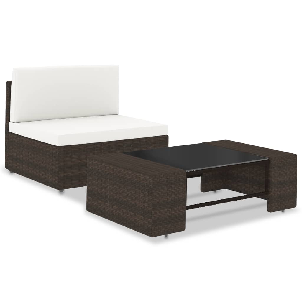 Set Divani da Giardino 2 pz in Polyrattan Marrone