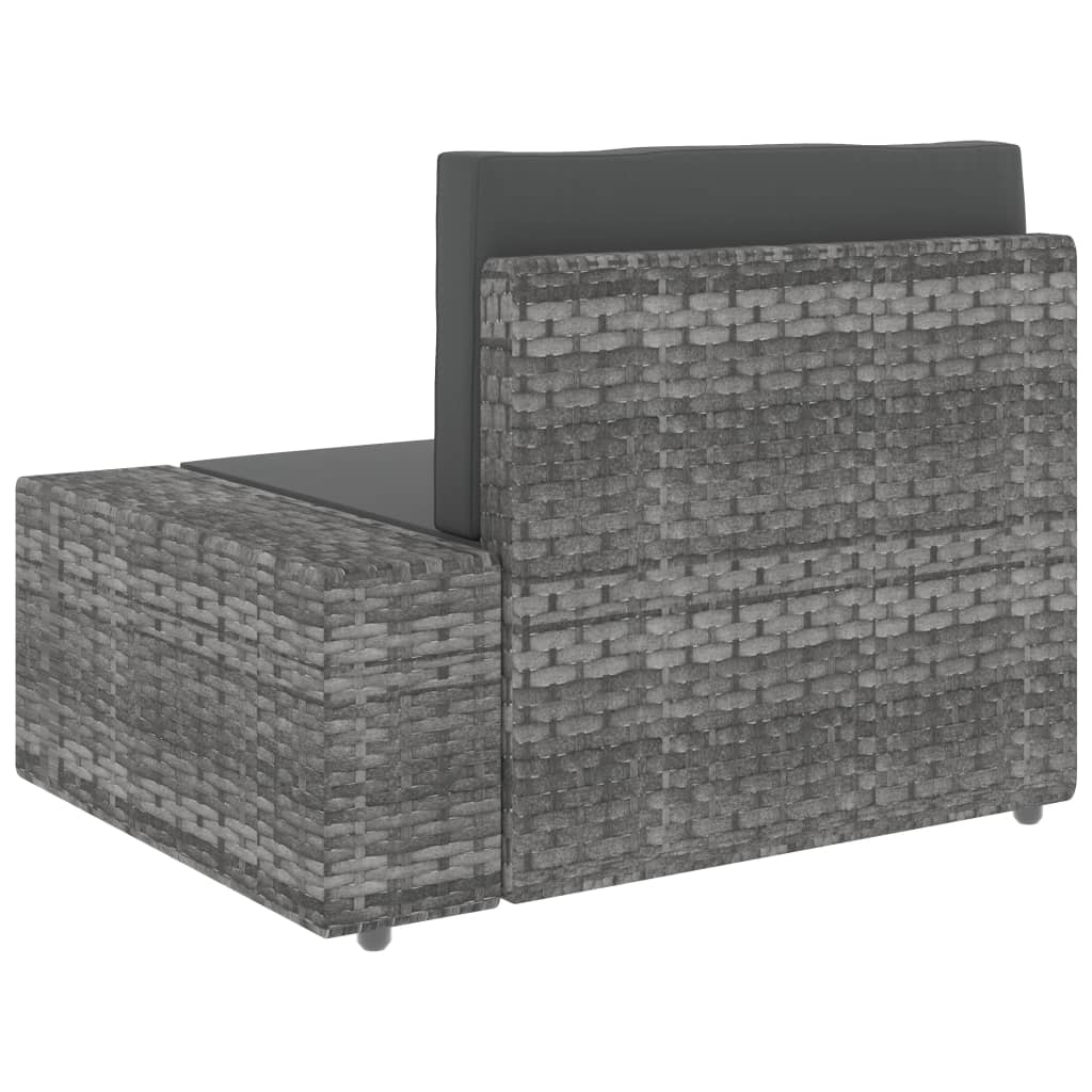 Divano Modulare a 2 Posti in Polyrattan Grigio