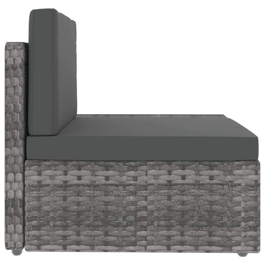 Set Divani da Giardino 3 pz in Polyrattan Grigio