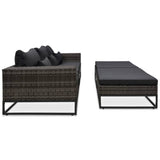 Set Divani da Giardino 5 pz con Cuscini in Polyrattan Grigio