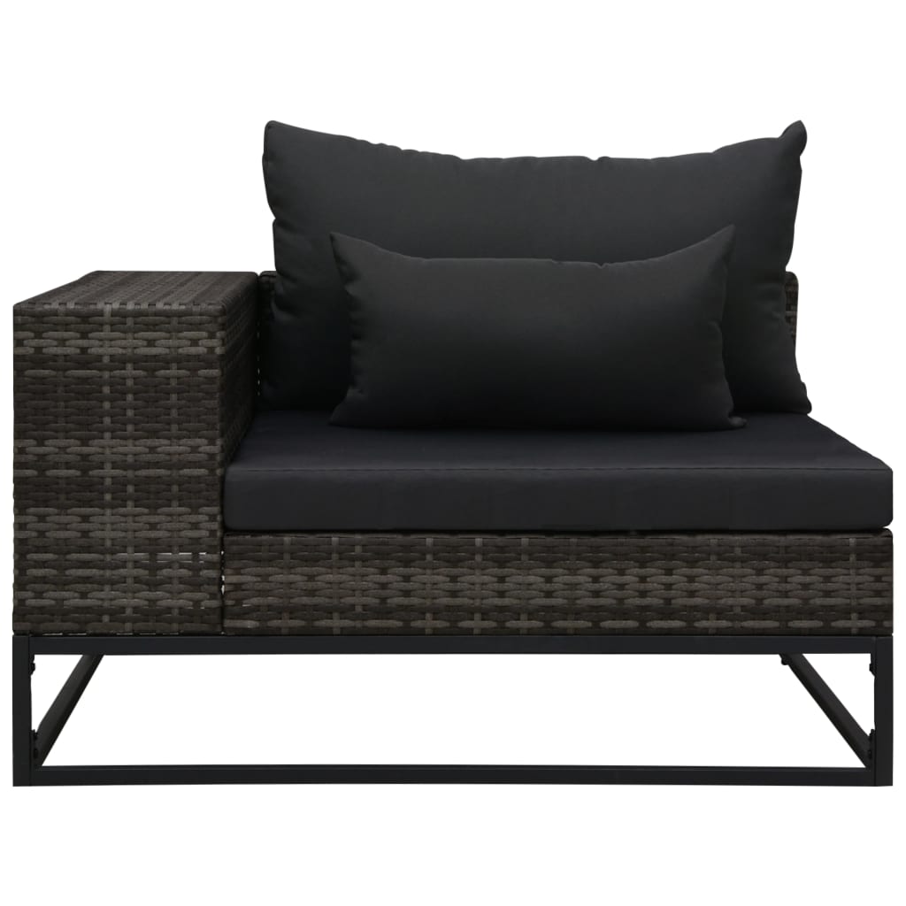 Set Divani da Giardino 5 pz con Cuscini in Polyrattan Grigio