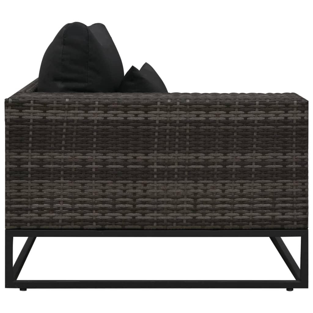 Set Divani da Giardino 5 pz con Cuscini in Polyrattan Grigio