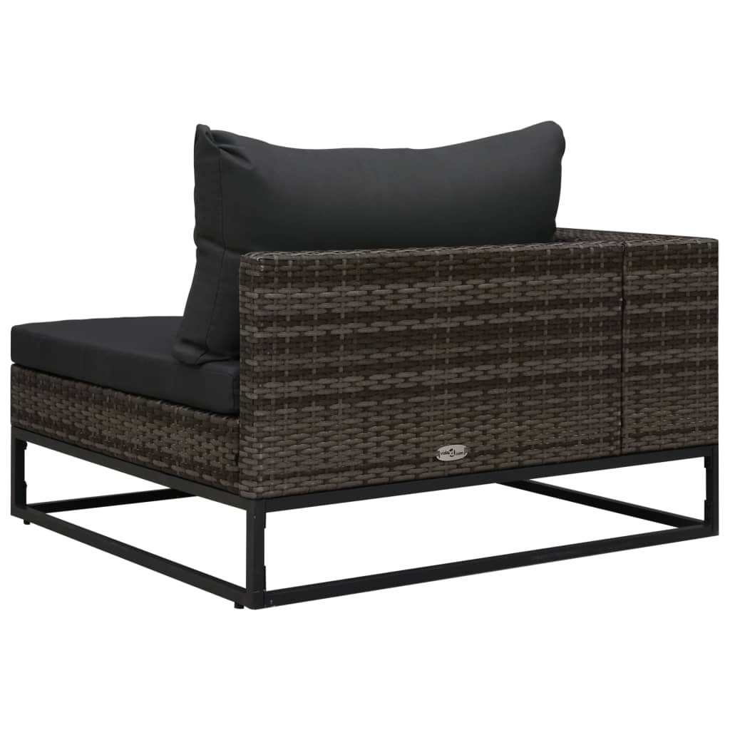 Set Divani da Giardino 5 pz con Cuscini in Polyrattan Grigio