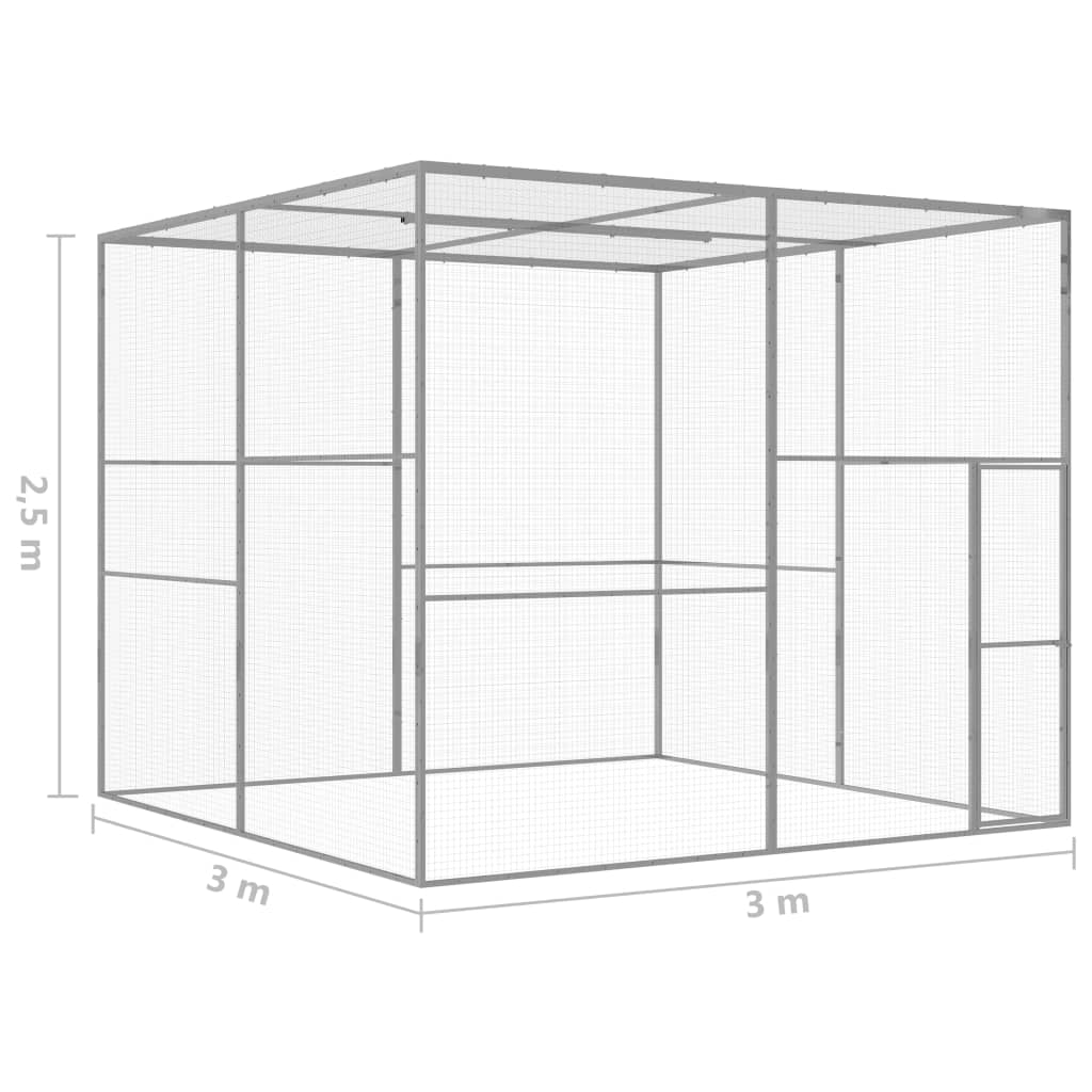 Gabbia per Gatti 3x3x2,5 m in Acciaio Zincato