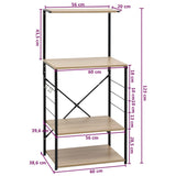 Mobile Microonde Nero e Rovere 60x39,6x123cm Legno Multistrato