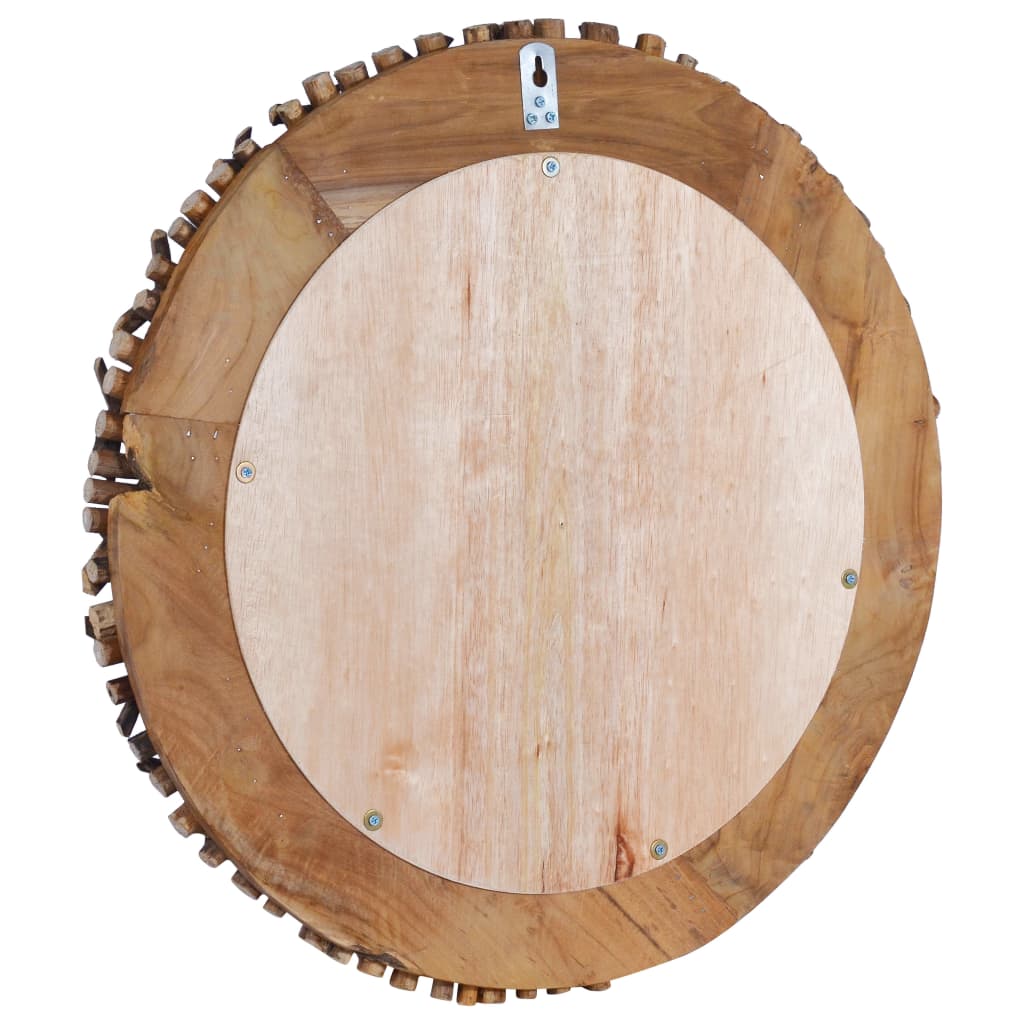 Specchio da Parete 60 cm in Legno di Teak Rotondo