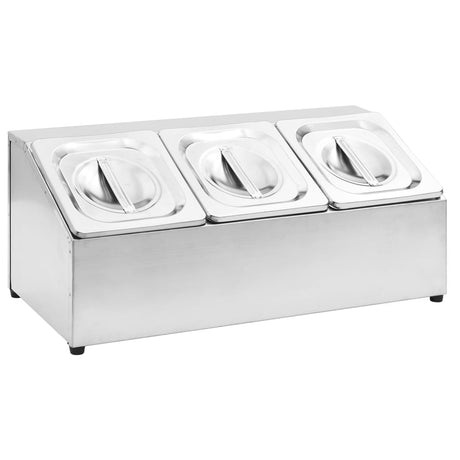 Supporto Gastronorm con 3 Contenitori GN 1/6 in Acciaio Inox