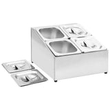 Supporto Gastronorm con 4 Contenitori GN 1/6 in Acciaio Inox