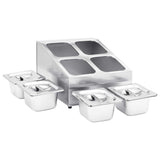 Supporto Gastronorm con 4 Contenitori GN 1/6 in Acciaio Inox