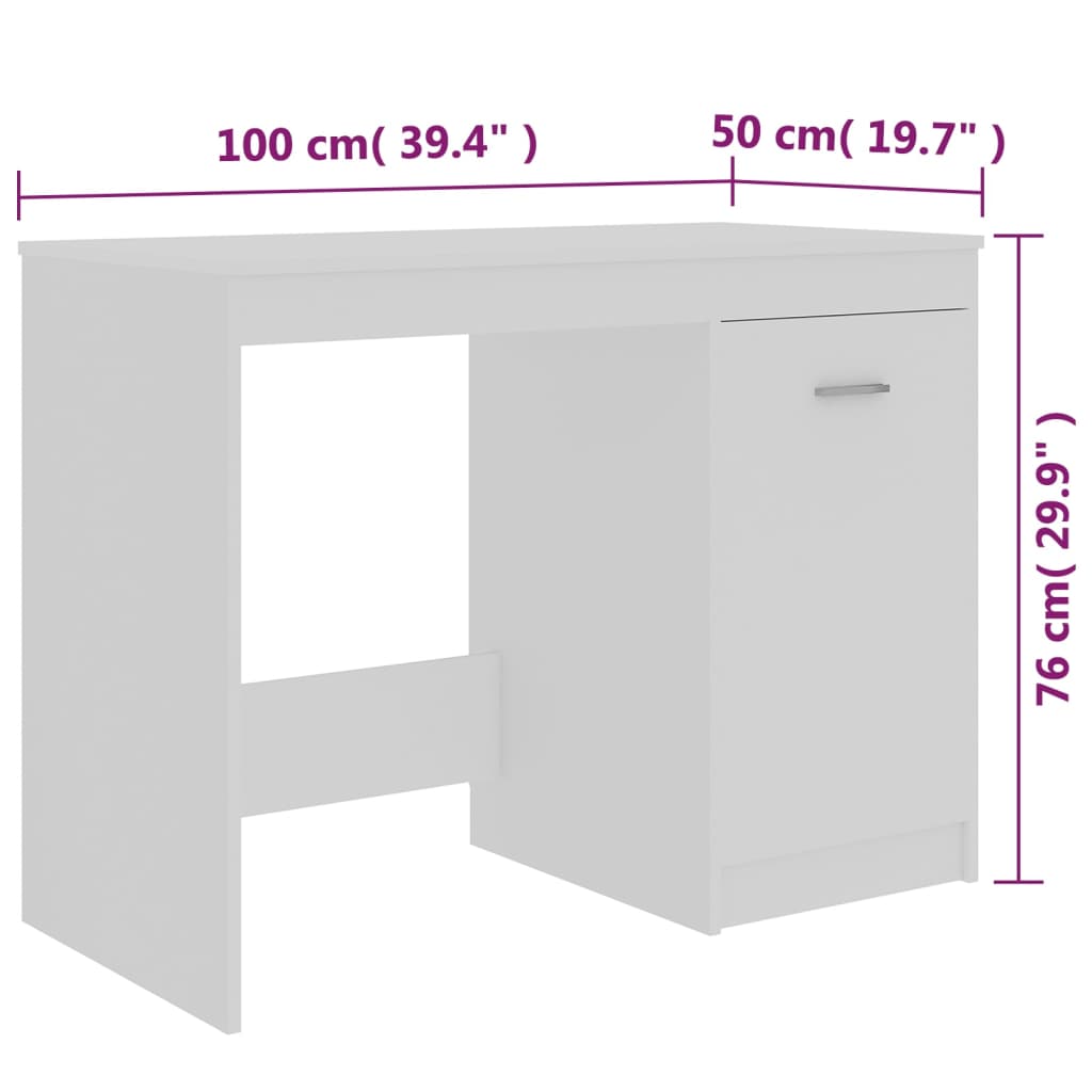 Scrivania Bianca 100x50x76 cm in Legno Multistrato