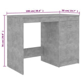 Scrivania Grigio Cemento 100x50x76 cm in Legno Multistrato