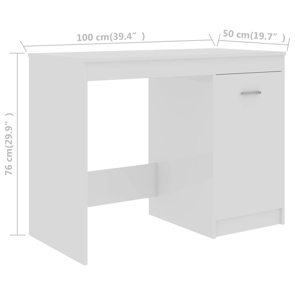 Scrivania Bianco Lucido 100x50x76 cm in Legno Multistrato