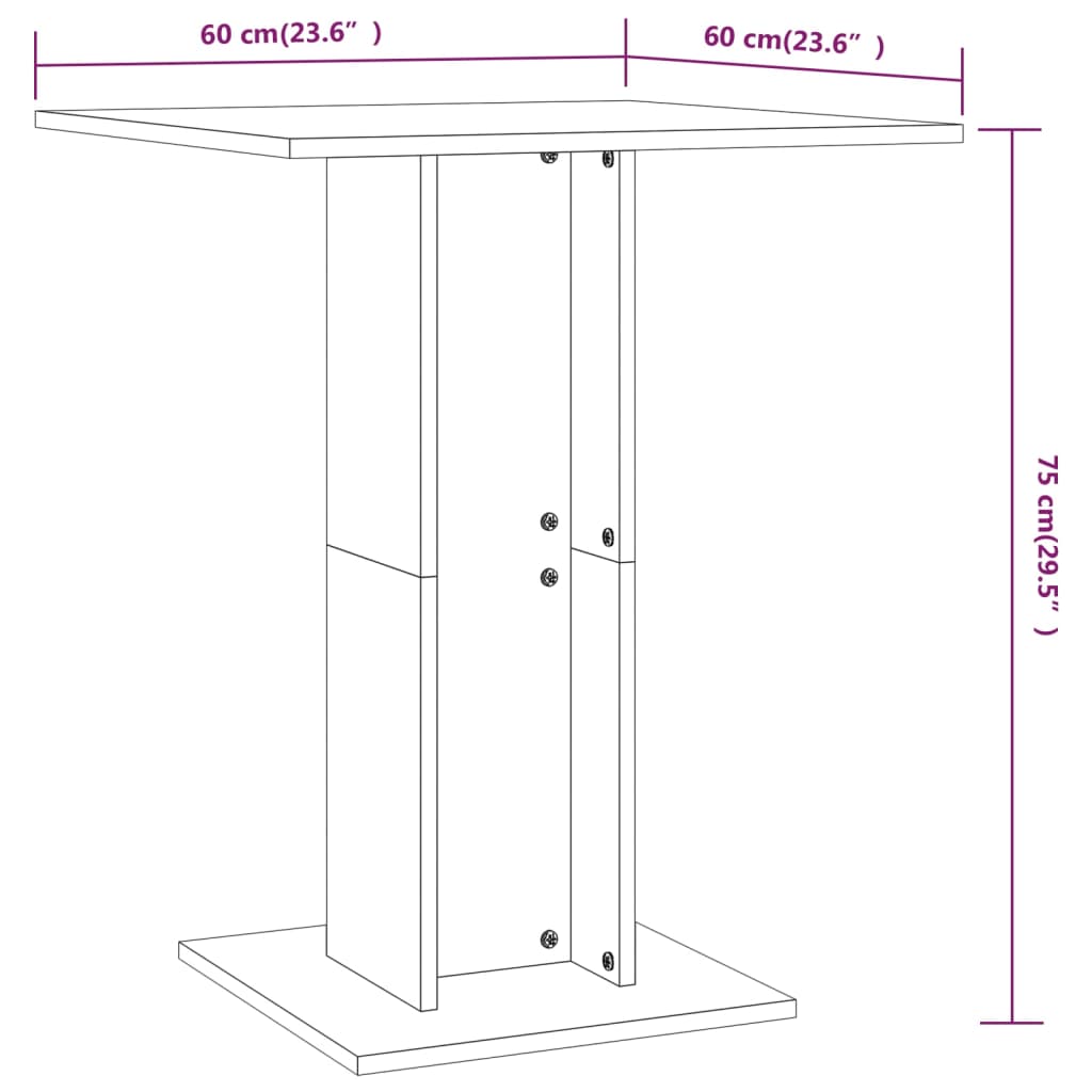 Tavolo da Bistrot Bianco 60x60x75 cm in Legno Multistrato