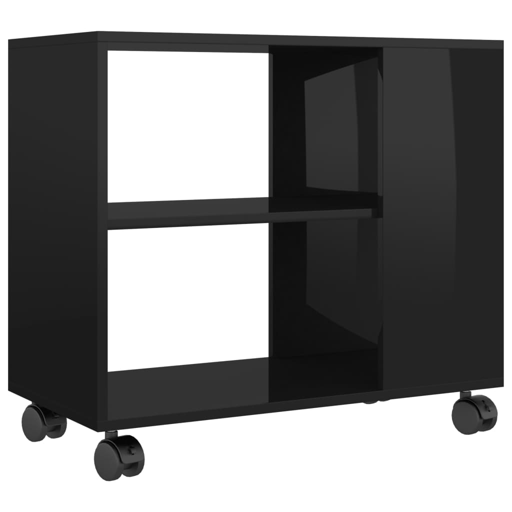 Tavolino da Salotto Nero Lucido 70x35x55cm in Legno Multistrato