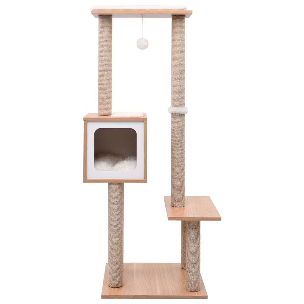 Albero per Gatti con Tappeto Tiragraffi in Sisal 129 cm