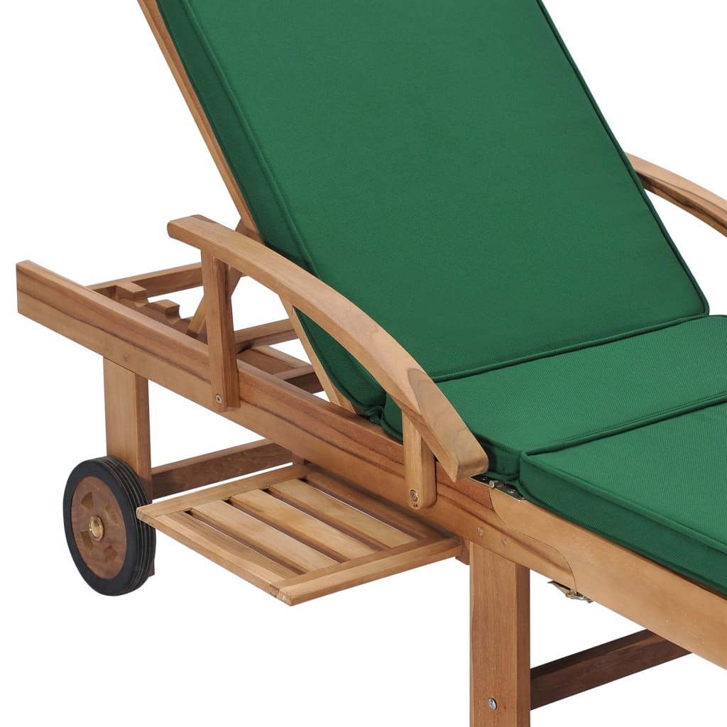 Lettini Prendisole con Cuscini 2 pz in Legno di Teak Verde