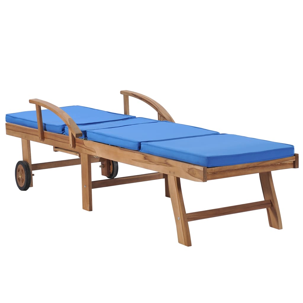 Lettini Prendisole con Cuscini 2 pz in Legno di Teak Blu