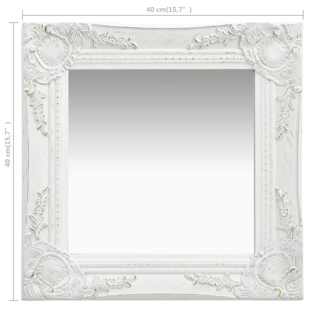 Specchio da Parete Stile Barocco 40x40 cm Bianco