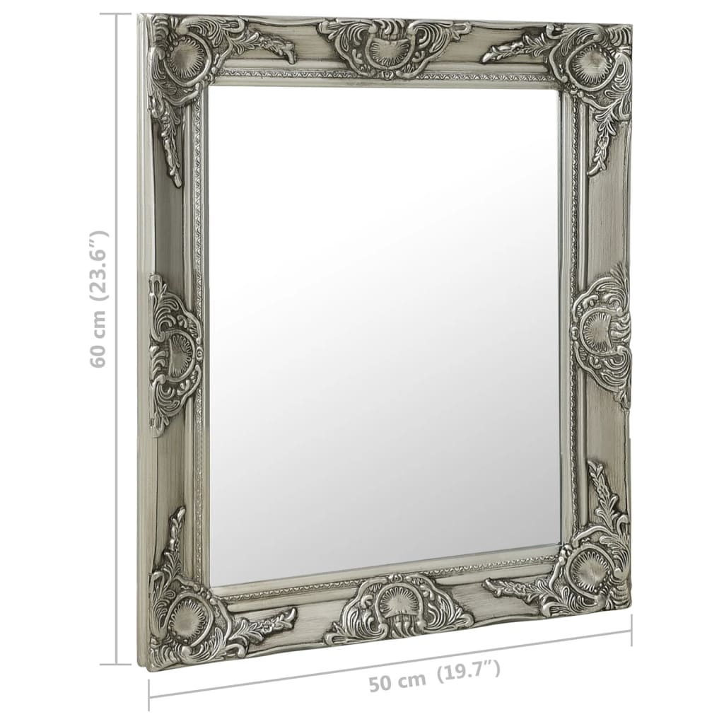 Specchio da Parete Stile Barocco 50x60 cm Argento