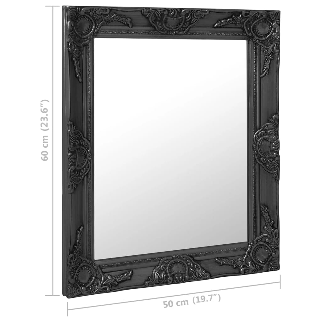 Specchio da Parete Stile Barocco 50x60 cm Nero