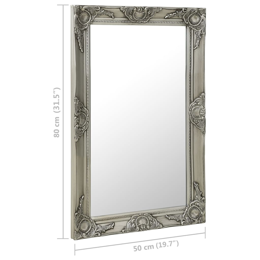 Specchio da Parete Stile Barocco 50x80 cm Argento