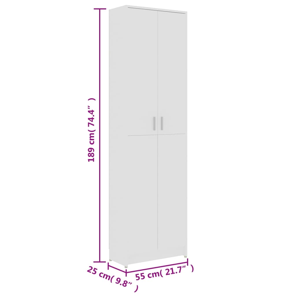 Armadio per Ingresso Bianco 55x25x189 cm in Legno Multistrato