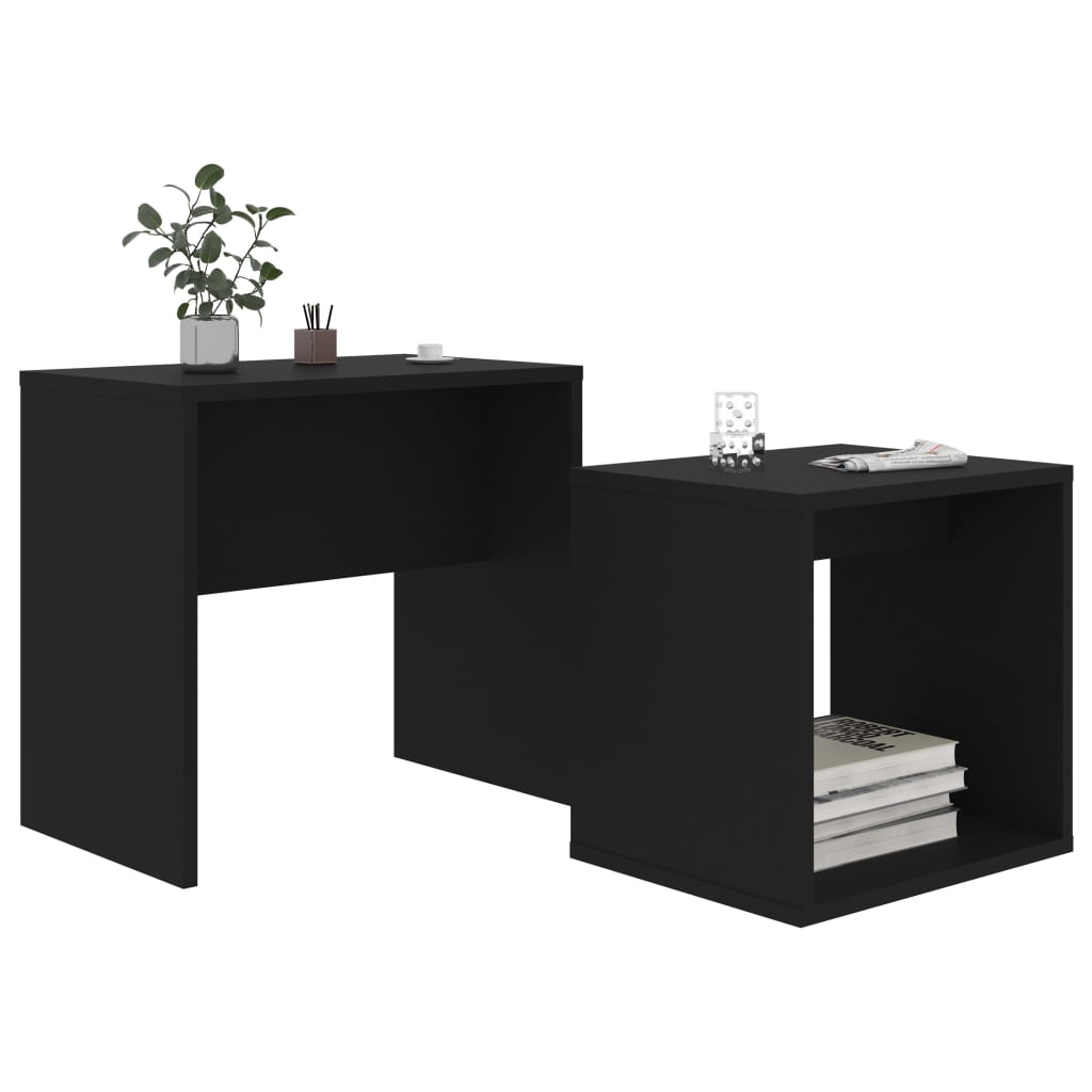 Set Tavolini da Salotto Nero 48x30x45 cm in Legno Multistrato