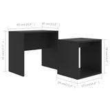 Set Tavolini da Salotto Nero 48x30x45 cm in Legno Multistrato