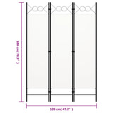 Paravento a 3 Pannelli Bianco 120x180 cm