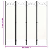 Paravento a 4 Pannelli Bianco 160x180 cm