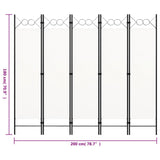 Paravento a 5 Pannelli Bianco 200x180 cm