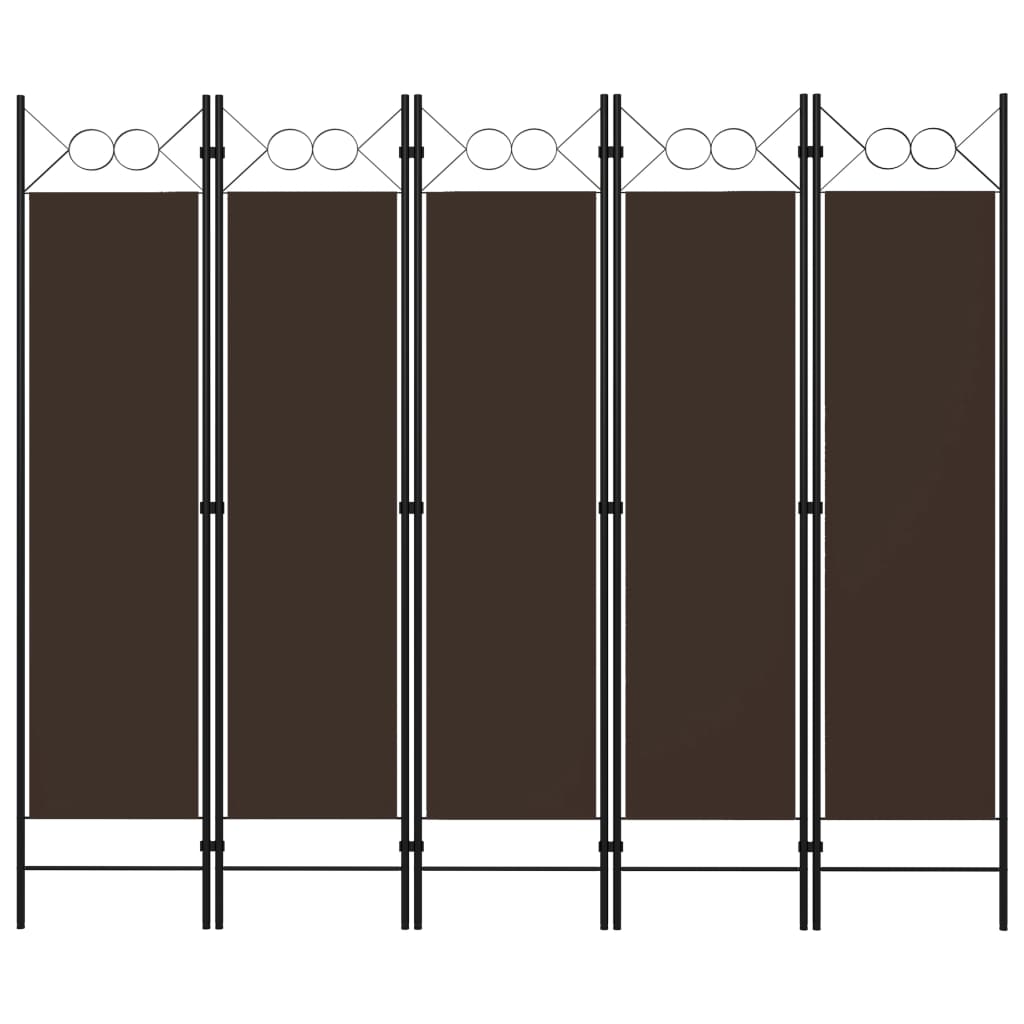 Paravento a 5 Pannelli Marrone 200x180 cm