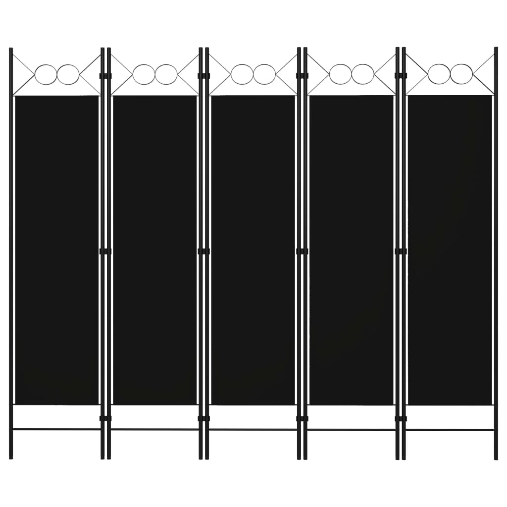 Paravento a 5 Pannelli Nero 200x180 cm