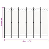 Paravento a 6 Pannelli Bianco 240x180 cm