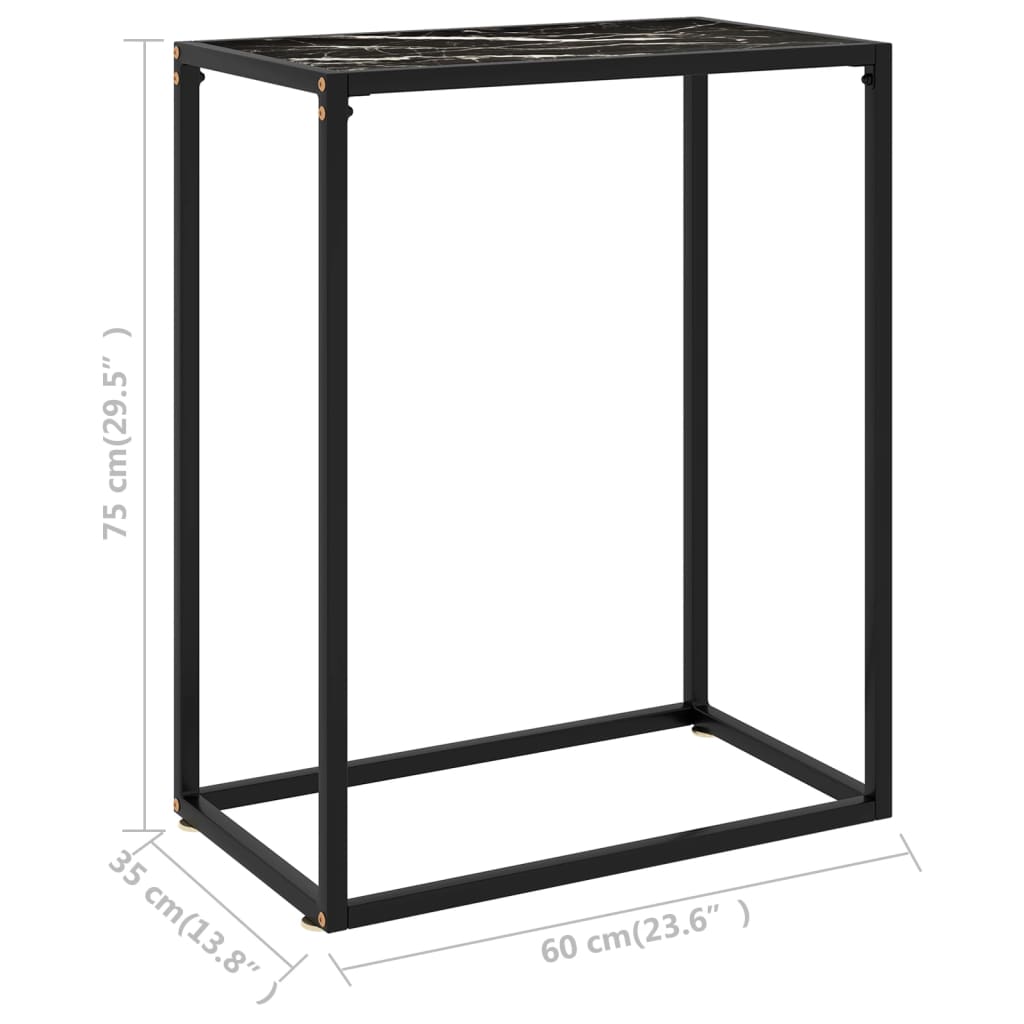 Tavolo Consolle Nero 60x35x75 cm in Vetro Temperato