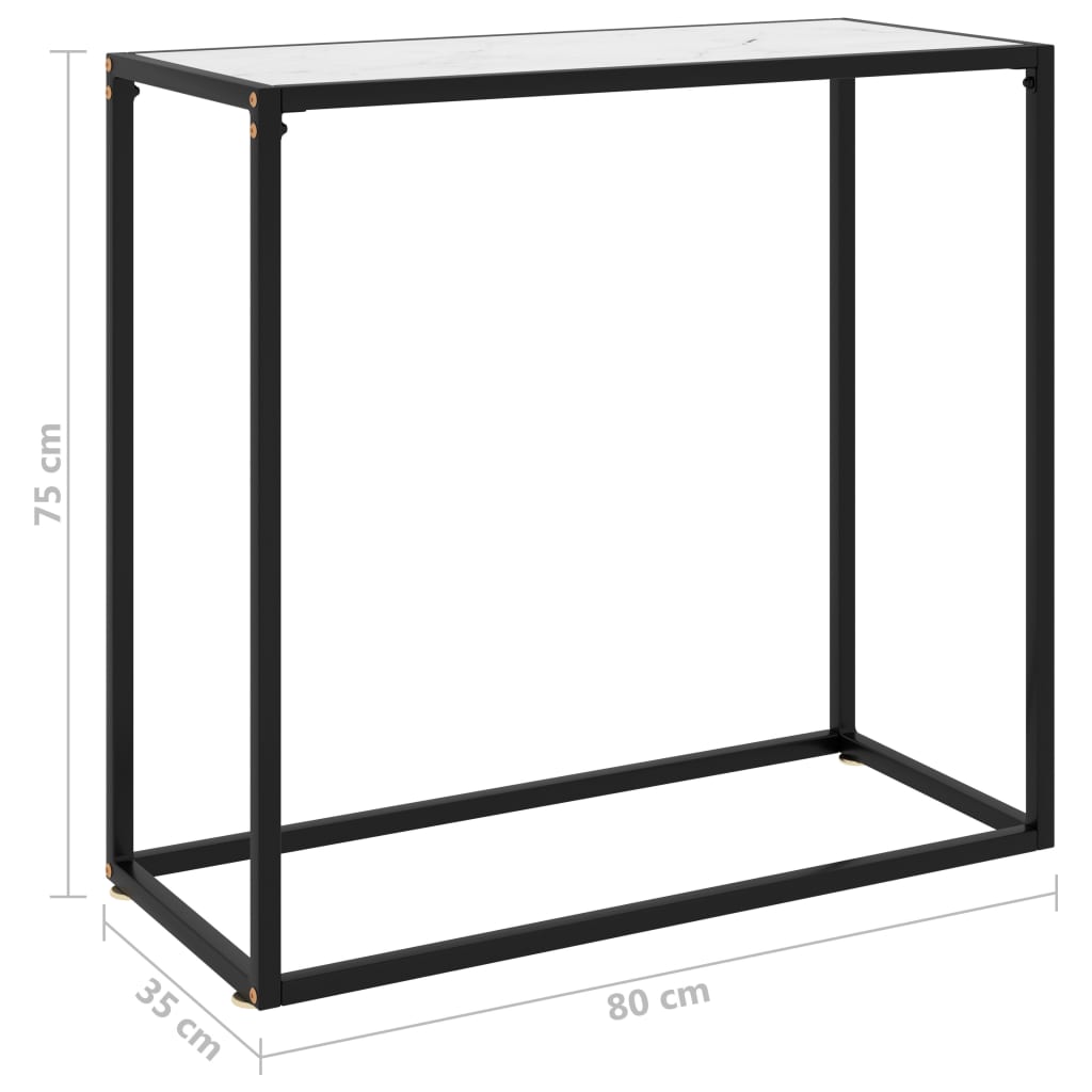 Tavolo Consolle Bianco 80x35x75 cm in Vetro Temperato