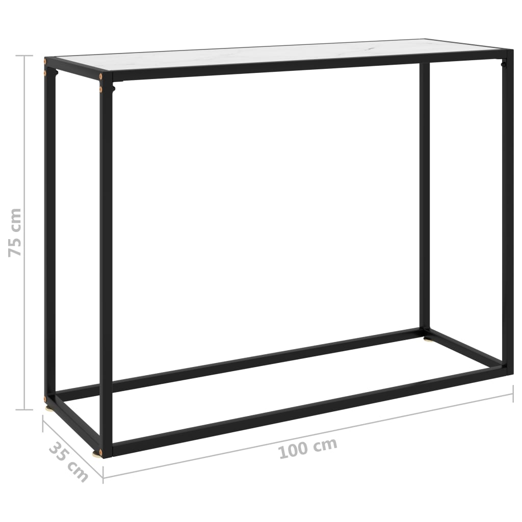 Tavolo Consolle Bianco 100x35x75 cm in Vetro Temperato