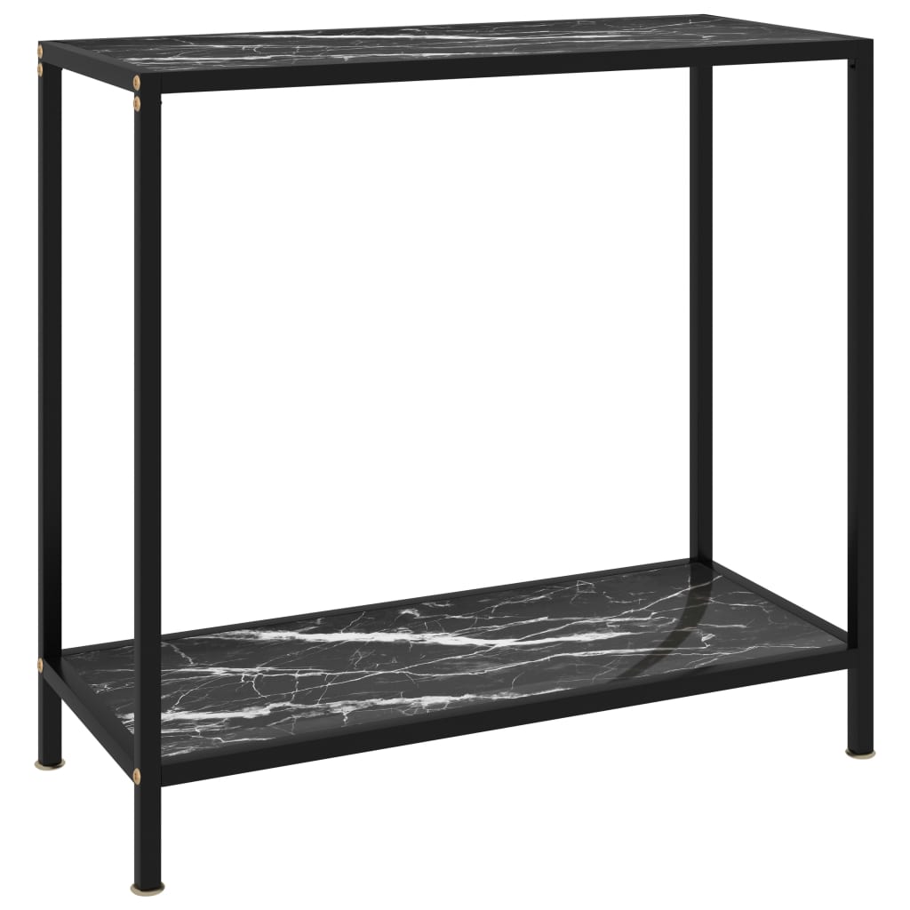 Tavolo Consolle Nero 80x35x75 cm in Vetro Temperato