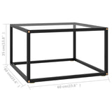 Tavolino da Salotto Nero con Vetro Temperato 60x60x35 cm