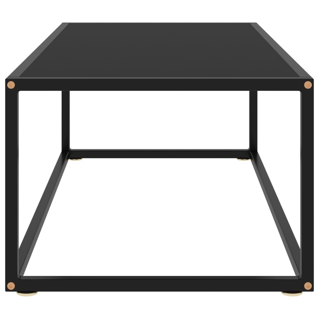 Tavolino da Salotto Nero con Vetro Nero 100x50x35 cm