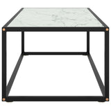 Tavolino da Salotto Nero con Vetro Marmo Bianco 100x50x35 cm