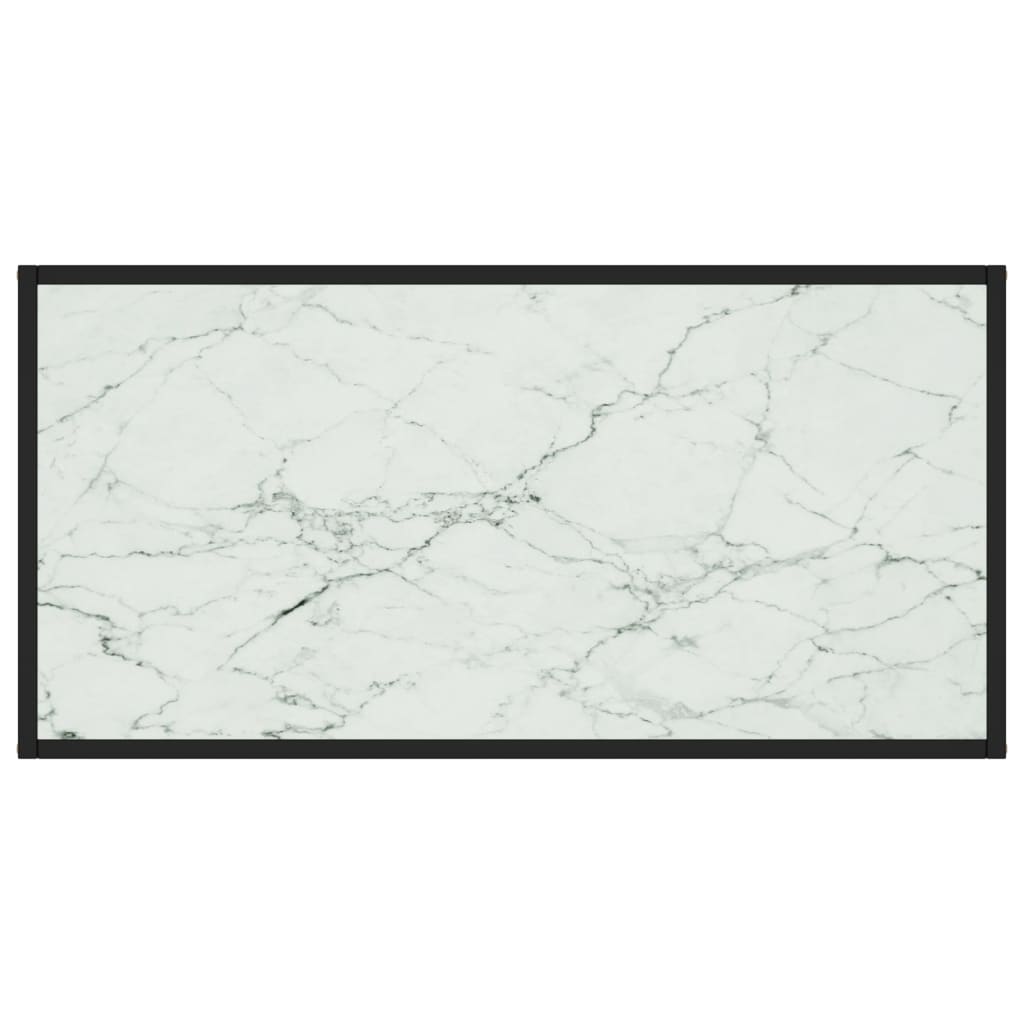 Tavolino da Salotto Nero con Vetro Marmo Bianco 100x50x35 cm