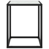 Tavolino da Salotto Nero con Vetro Marmo Bianco 40x40x50 cm