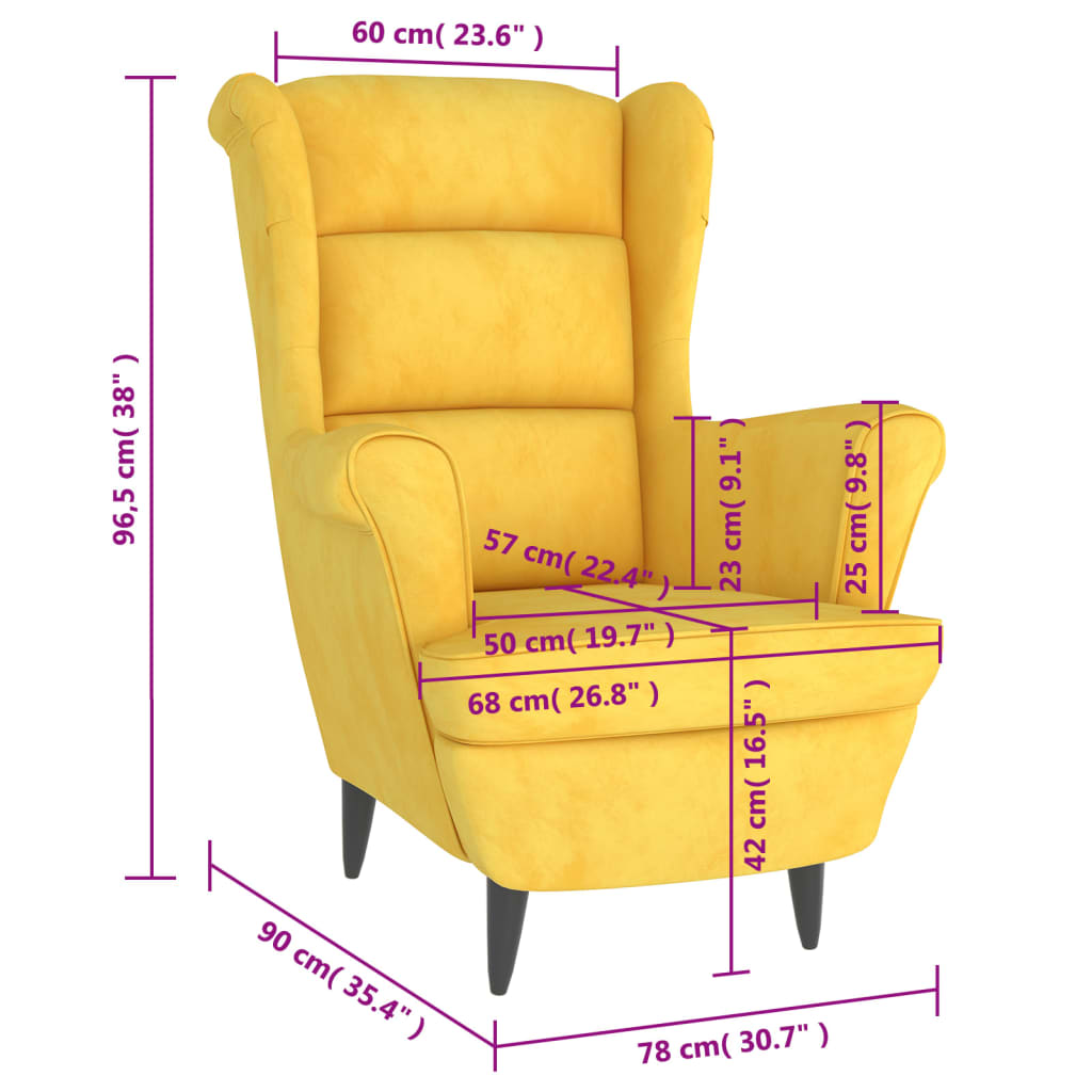 Poltrona Giallo Senape in Velluto