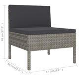 Sedie da Giardino 3 pz con Cuscini in Polyrattan Grigio