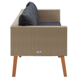 Divano da Giardino a 3 Posti con Cuscini in Polyrattan Beige