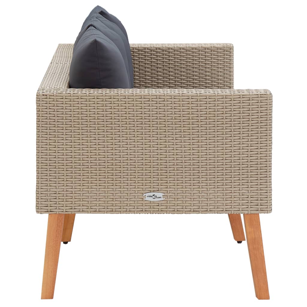 Divano da Giardino a 2 Posti con Cuscini in Polyrattan Beige