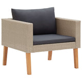 Divano da Giardino Singolo con Cuscini in Polyrattan Beige