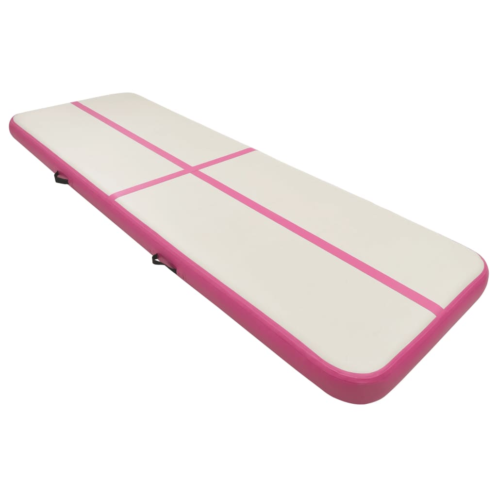 Tappetino Ginnastica Gonfiabile con Pompa 400x100x15cm PVC Rosa