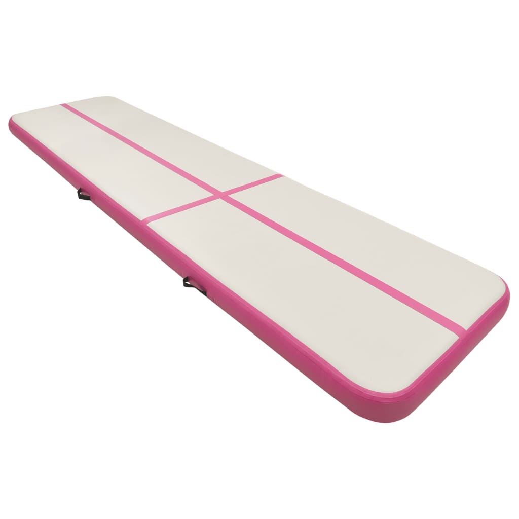 Tappetino Ginnastica Gonfiabile con Pompa 700x100x15cm PVC Rosa